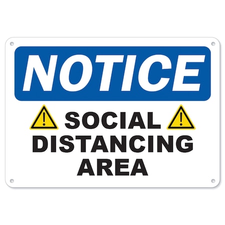 Signmission Coronavirus Sign, Social Distancing Area, 7in X 5in Decal, 5" H, 7" W, Social Distancing Area OS-NS-D-57-255972